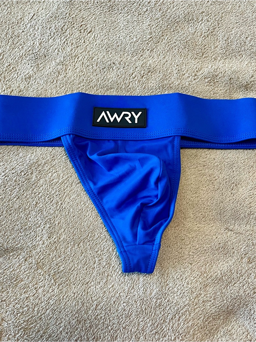 AWRY Men's Cobalt Blue Swim Thong, Blue, Medium, Pouch